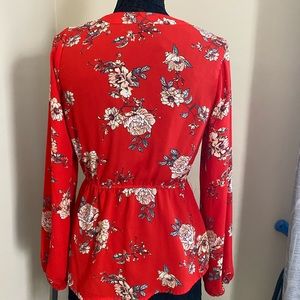 Bright red floral shirt